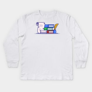 Book, Paper With Feather Pen And Ink Kids Long Sleeve T-Shirt